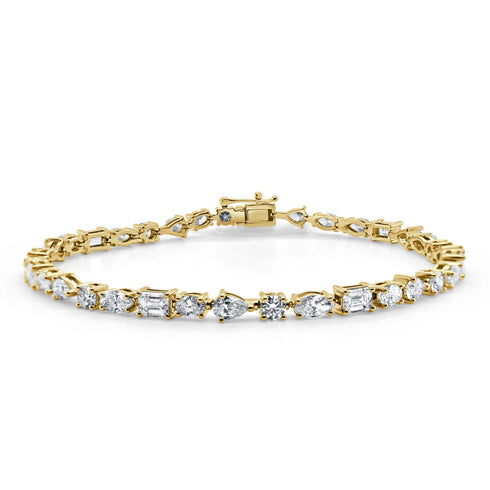 14k Gold & Fancy-Shape Diamond Tennis Bracelet - 5.62ct - 1