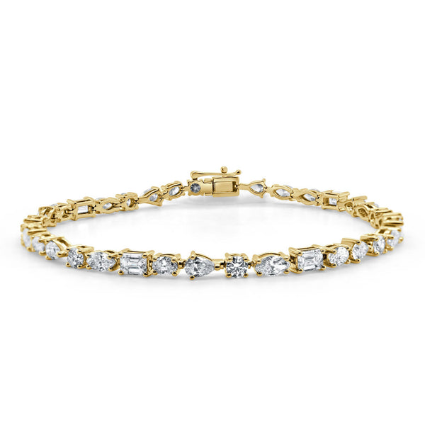 14k Gold & Fancy-Shape Diamond Tennis Bracelet - 5.62ct - 1
