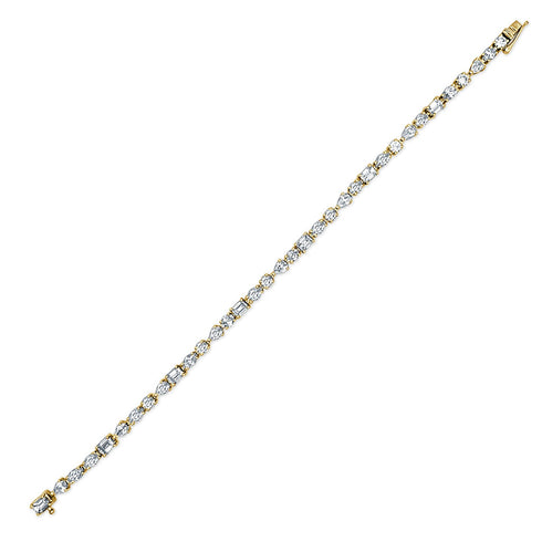 14k Gold & Fancy-Shape Diamond Tennis Bracelet - 5.62ct - 2