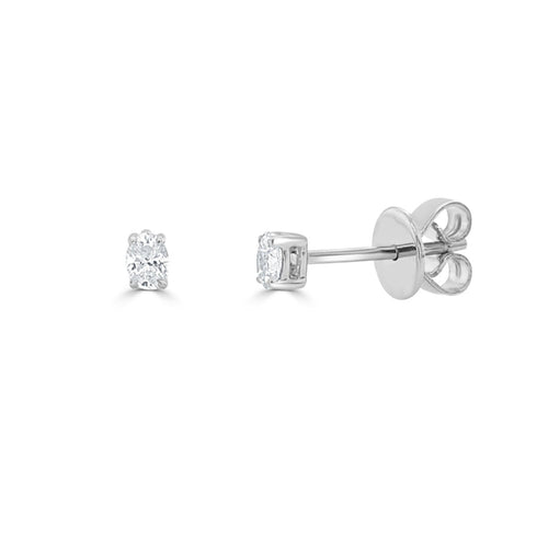14k Gold & Oval Diamond Stud Earrings - 0.17ct - 1