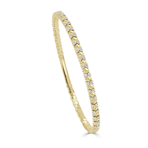 14K Gold Diamond Flexible Bangle - 1.00ct - 1