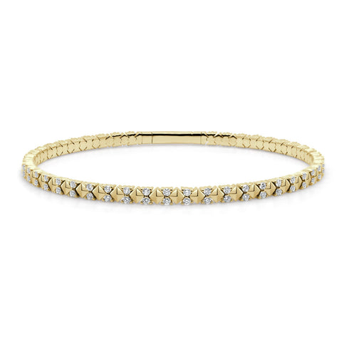 14K Gold Diamond Flexible Bangle - 1.00ct - 2