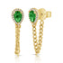 14K Gold Emerald & Diamond Dangle Earrings - 1