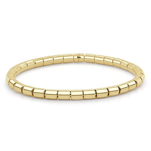 14k Gold Solid Barrel Bead Stretch Bracelet - 4mm - 1