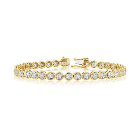 14k Gold & Diamond Bezel Tennis Bracelet - 1.89ct - 1