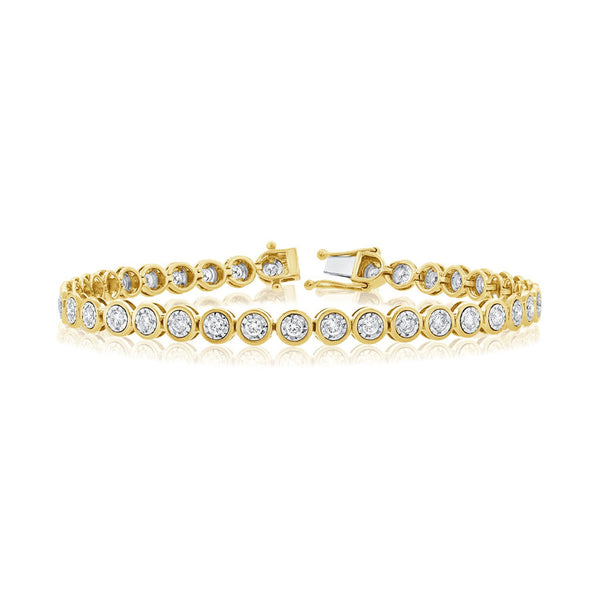 14k Gold & Diamond Bezel Tennis Bracelet - 1.89ct - 1