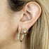 Yellow Gold Bezel Set Hoop With 3.00ctw Emerald Cut Diamonds Earrings - 2