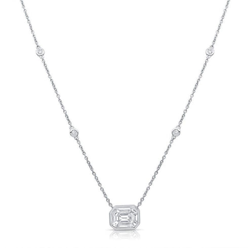 Pie Cut And Diamond Bezel Pendant Necklace - 1