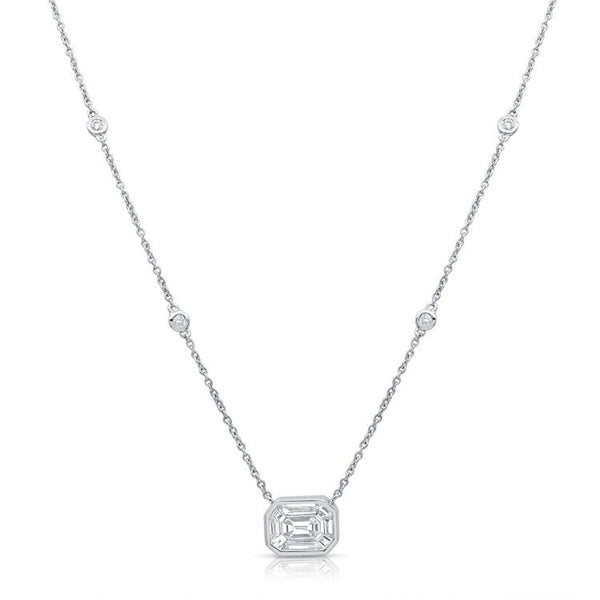 Pie Cut And Diamond Bezel Pendant Necklace - 1