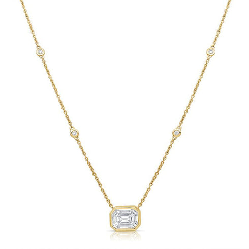 Pie Cut And Diamond Bezel Pendant Necklace - 1