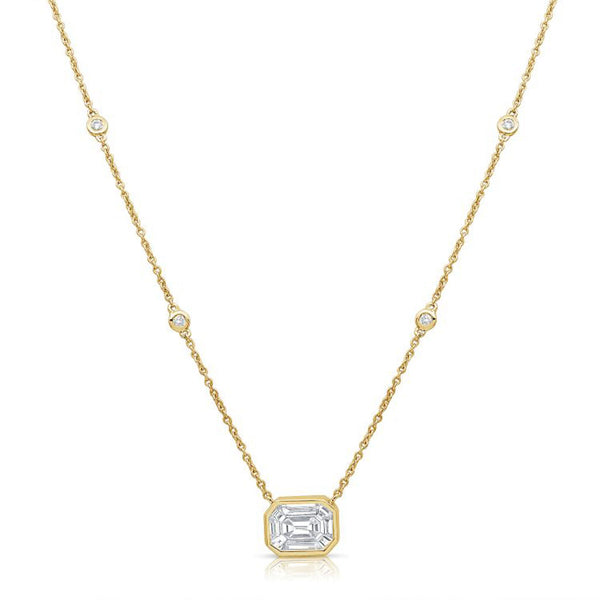 Pie Cut And Diamond Bezel Pendant Necklace - 1