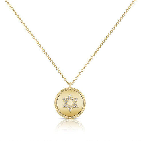 Diamond Star Of David Pendant Necklace - 1
