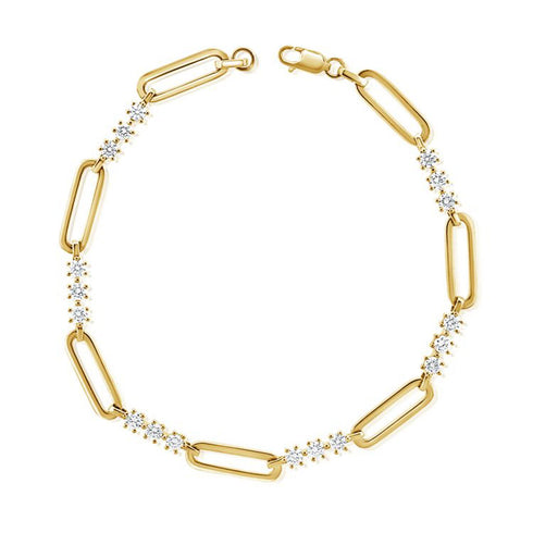 Diamond Paperclip Link Bracelet - 1