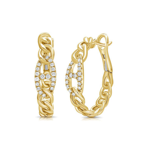 Diamond Mariner Link Hoop Earrings - 1