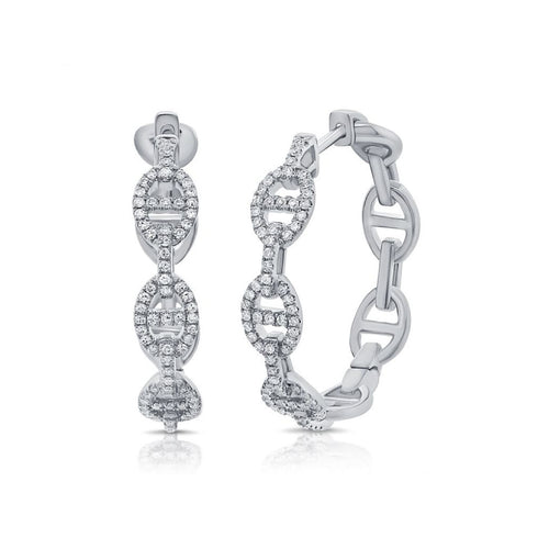 Diamond Mariner Link Hoop Earrings - 1