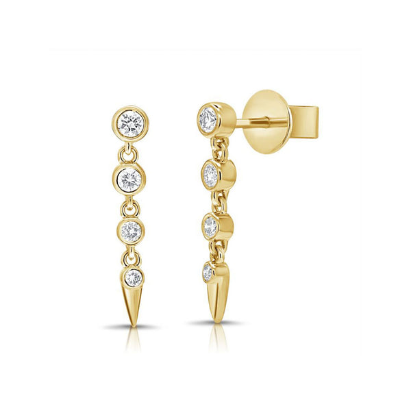 Diamond Spike Bezel Set Drop Earrings - 1