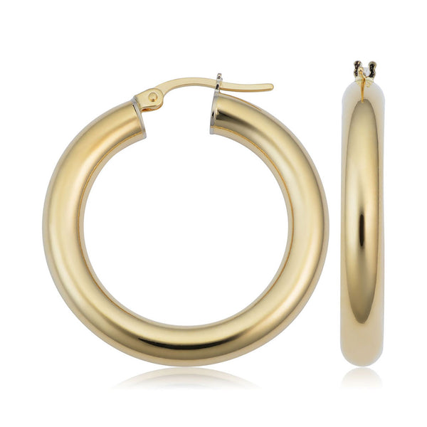 14k Gold Tube Hoop Earrings - 1
