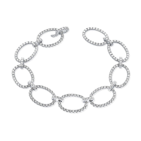14k Gold & Diamond Oval Link Bracelet - 5.23ct - 1