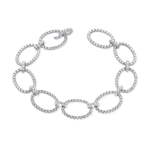14k Gold & Diamond Oval Link Bracelet - 5.23ct - 1