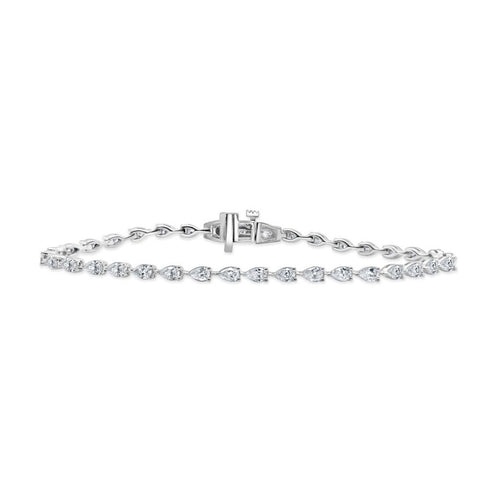 14K Gold & Pear-Shape Diamond Tennis Bracelet - 3.22ct - 1