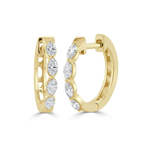 14K Gold Marquise Shape Diamond Earrings - 0.44ct - 1