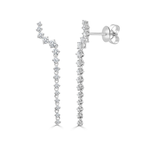 14K Gold & Diamond Long Earrings - 0.76ct - 1