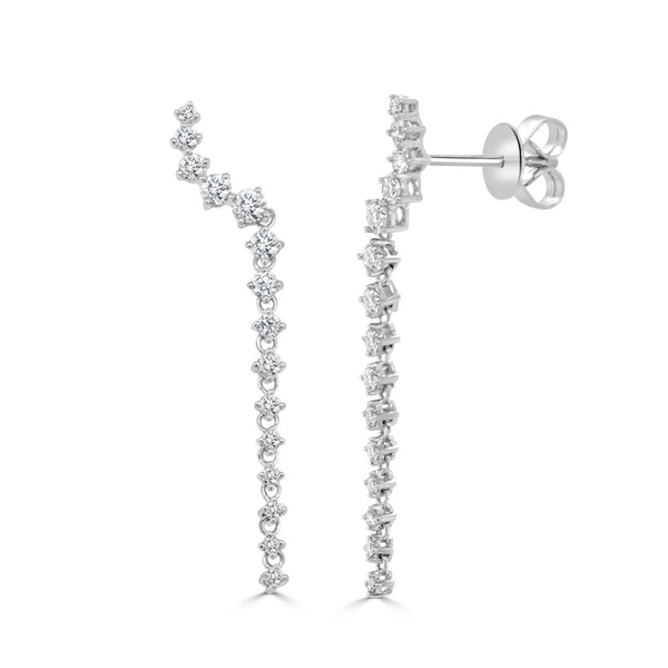 14K Gold & Diamond Long Earrings - 0.76ct - 1