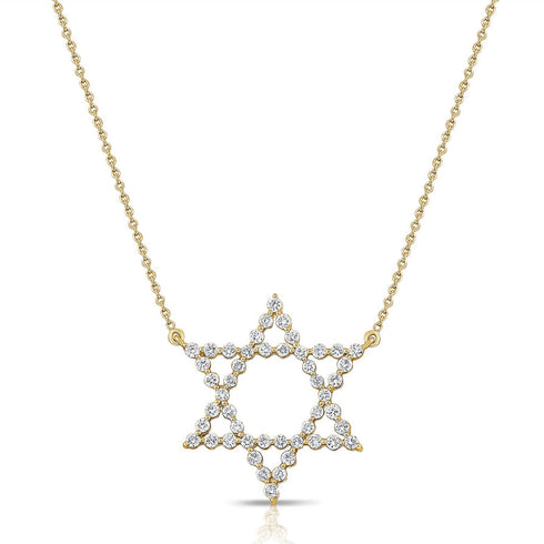 14K Gold Diamond Star of David Pendant Necklace - 0.49ct - 1