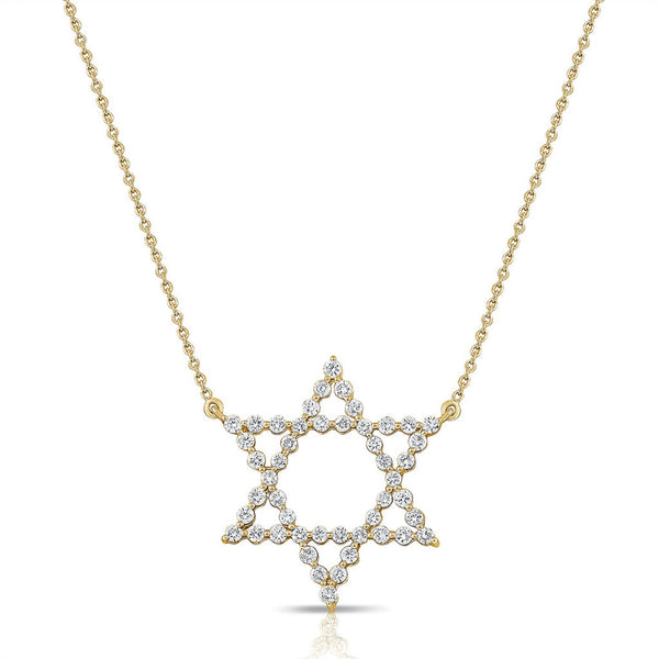 14K Gold Diamond Star of David Pendant Necklace - 0.49ct - 1