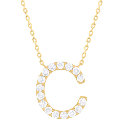 14K Gold & Diamond Initial Necklace - 0.25ct - 1