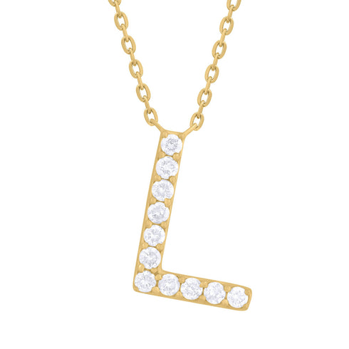 14K Gold & Diamond Initial Necklace - 0.21ct - 1