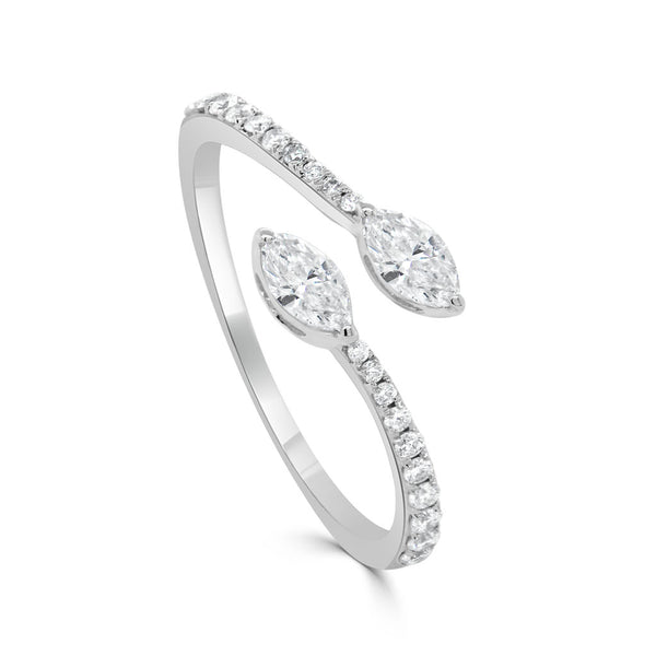 14K Gold & Marquise Diamond Bypass Ring - 0.48ct - 1