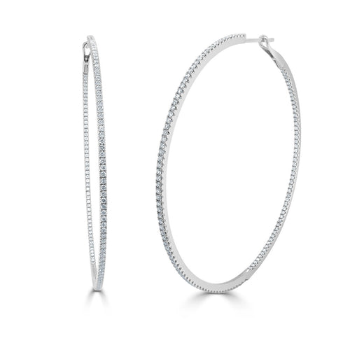 14k Gold & Diamond Hoop Earrings- 1.95 ct. - 1