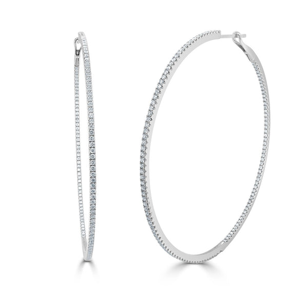 14k Gold & Diamond Hoop Earrings- 1.95 ct. - 1