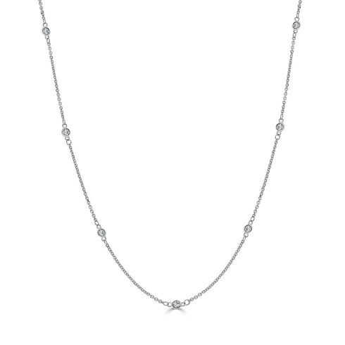 14k Gold & Diamond Station Necklace - 0.50ct - 1