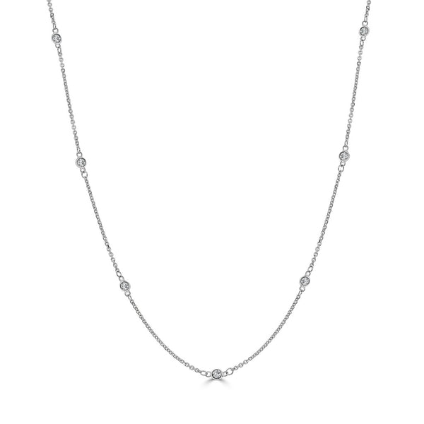 14k Gold & Diamond Station Necklace - 0.50ct - 1