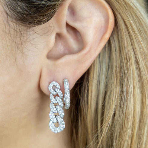 White Gold Dangle With 1.62ctw Pave Diamonds Earrings - 2