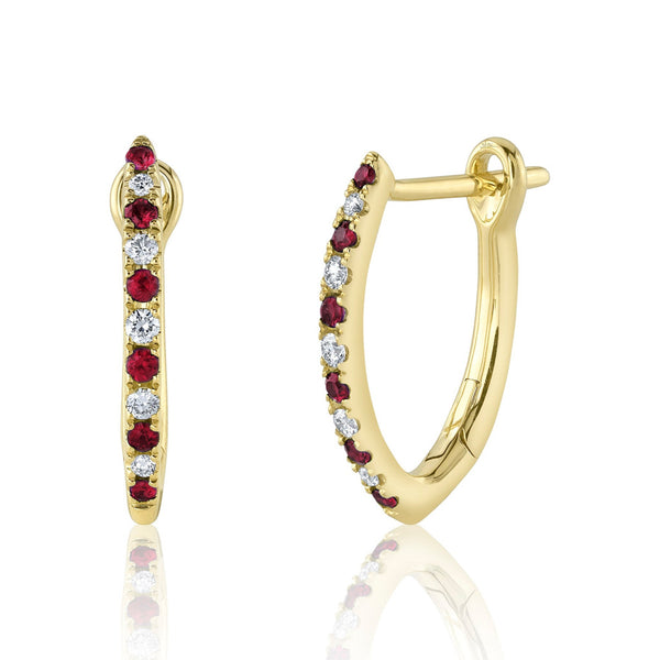 0.09ct Diamond & 0.14ct Ruby Hoop Earring - 1