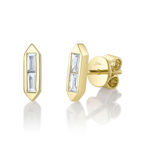 Bailey 0.18ct Diamond Baguette Stud Earring - 1