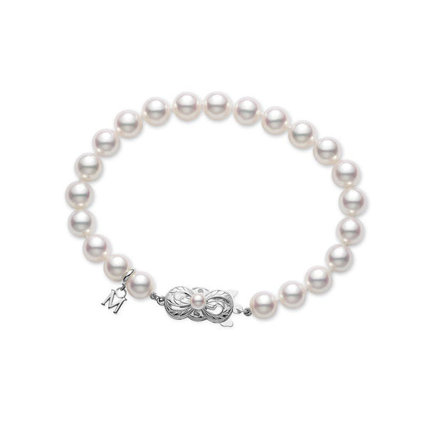 Akoya Cultured Pearl Bracelet in 18K White Gold - 1