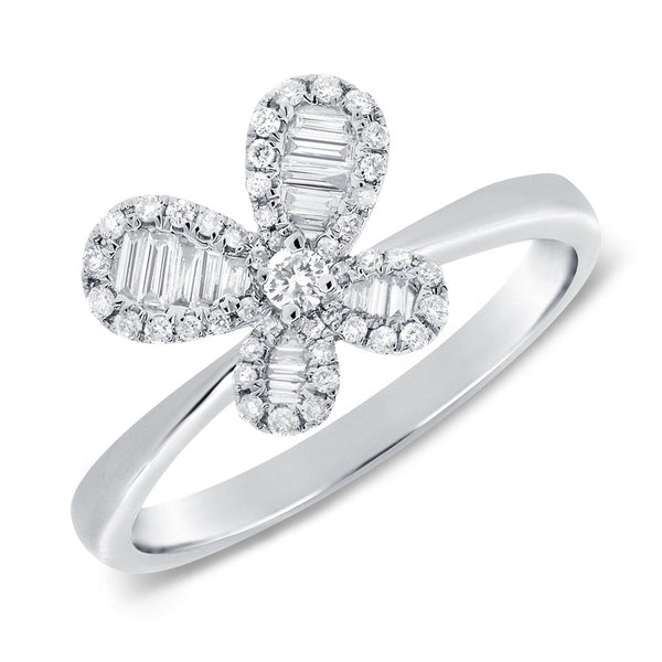 14k Gold & Baguette Diamond Butterfly Ring - 0.34ct - 1