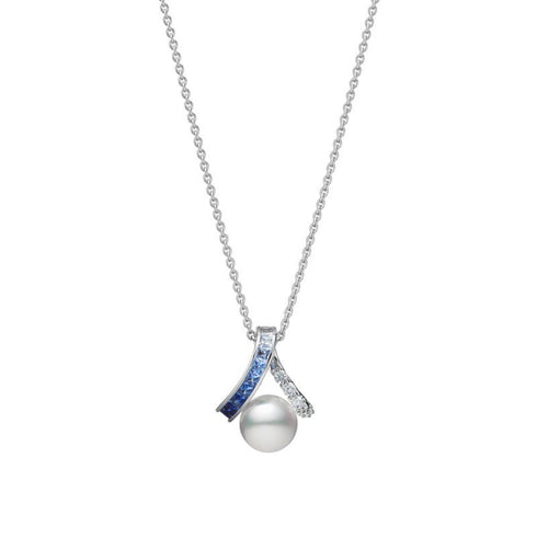Mikimoto Ocean Akoya Cultured Pearl and Sapphire Pendant - 1