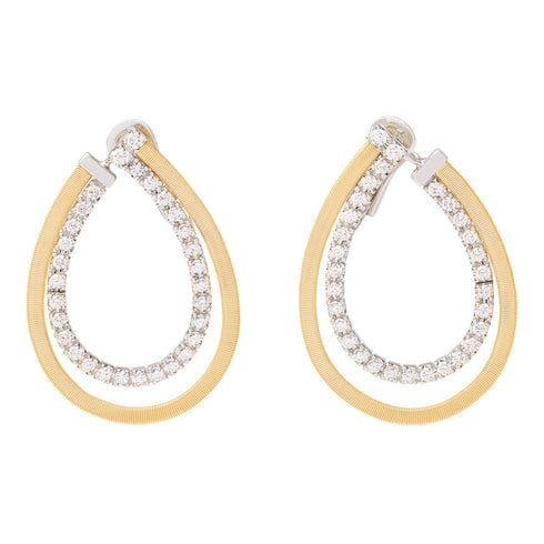 18K Yellow Gold Diamond Coil Wrap Earrings, 1.5" - 1