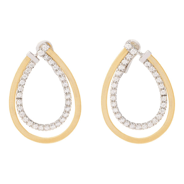 18K Yellow Gold Diamond Coil Wrap Earrings, 1.5" - 1