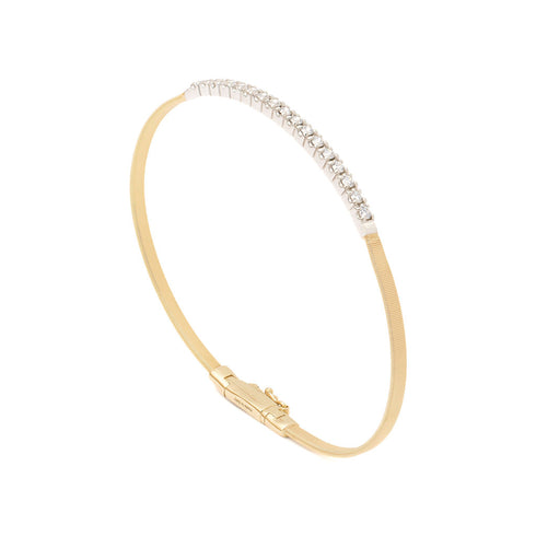 18K Yellow Gold Coil Bangle with Diamond Bar, 2mm - 1
