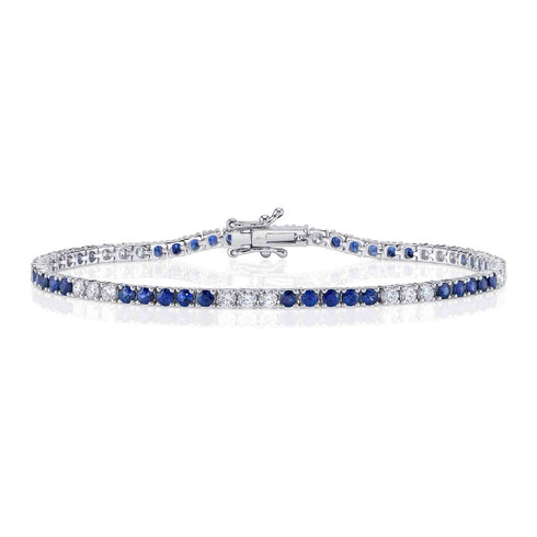 1.25ct Diamond & 2.47ct Blue Sapphire Tennis Bracelet - 1