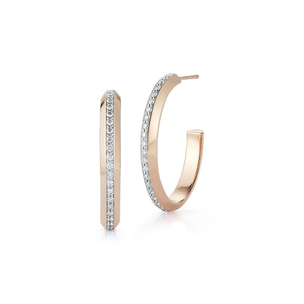 Grant 18K Diamond Knife Edge Hoop Earrings - 1