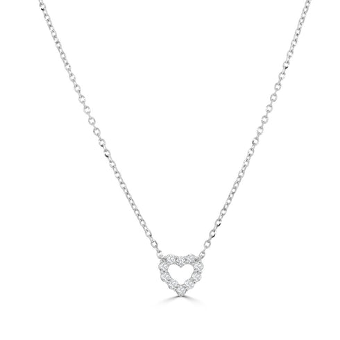 14K Gold Diamond Open Heart Necklace - 0.10ct - 1