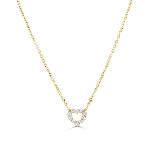 14K Gold Diamond Open Heart Necklace - 0.10ct - 1