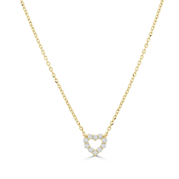 14K Gold Diamond Open Heart Necklace - 0.10ct - 1